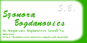 szonora bogdanovics business card
